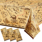 Irenare 3 Pieces Pirate Tablecloth – 54 x 108 in Treasure Map Island Party Decor