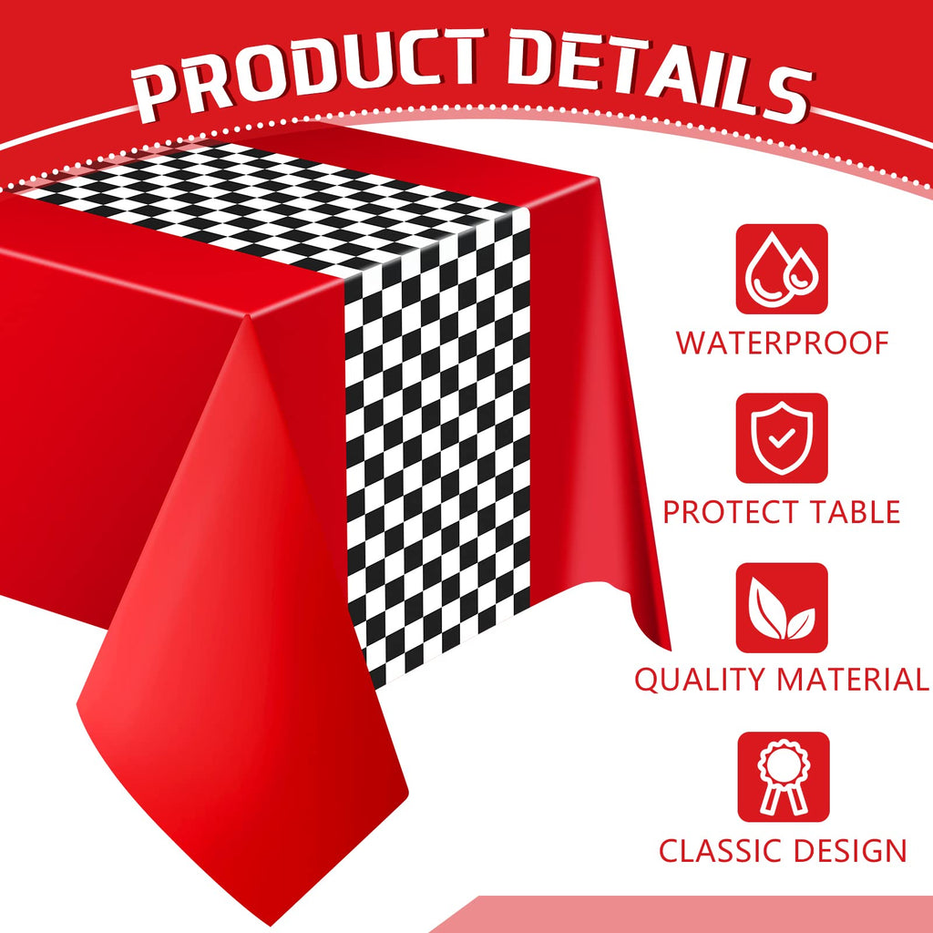Irenare Racing Tablecloths – 2-Piece Car Theme Table Covers 54 x 108 in