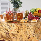 Irenare 3 Pieces Pirate Tablecloth – 54 x 108 in Treasure Map Island Party Decor