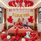IROUHOR Valentines Day Balloons Decorations Kit – I Love You & Heart Balloons with 1000 Red Silk Petals
