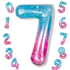 Isndare 40 Inch Mermaid Number 7 Balloon – Large Blue Pink Mylar Foil Birthday Balloons
