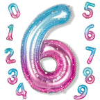 Isndare 40-Inch Mermaid Number 6 Balloon — Blue Pink Foil Party Balloons