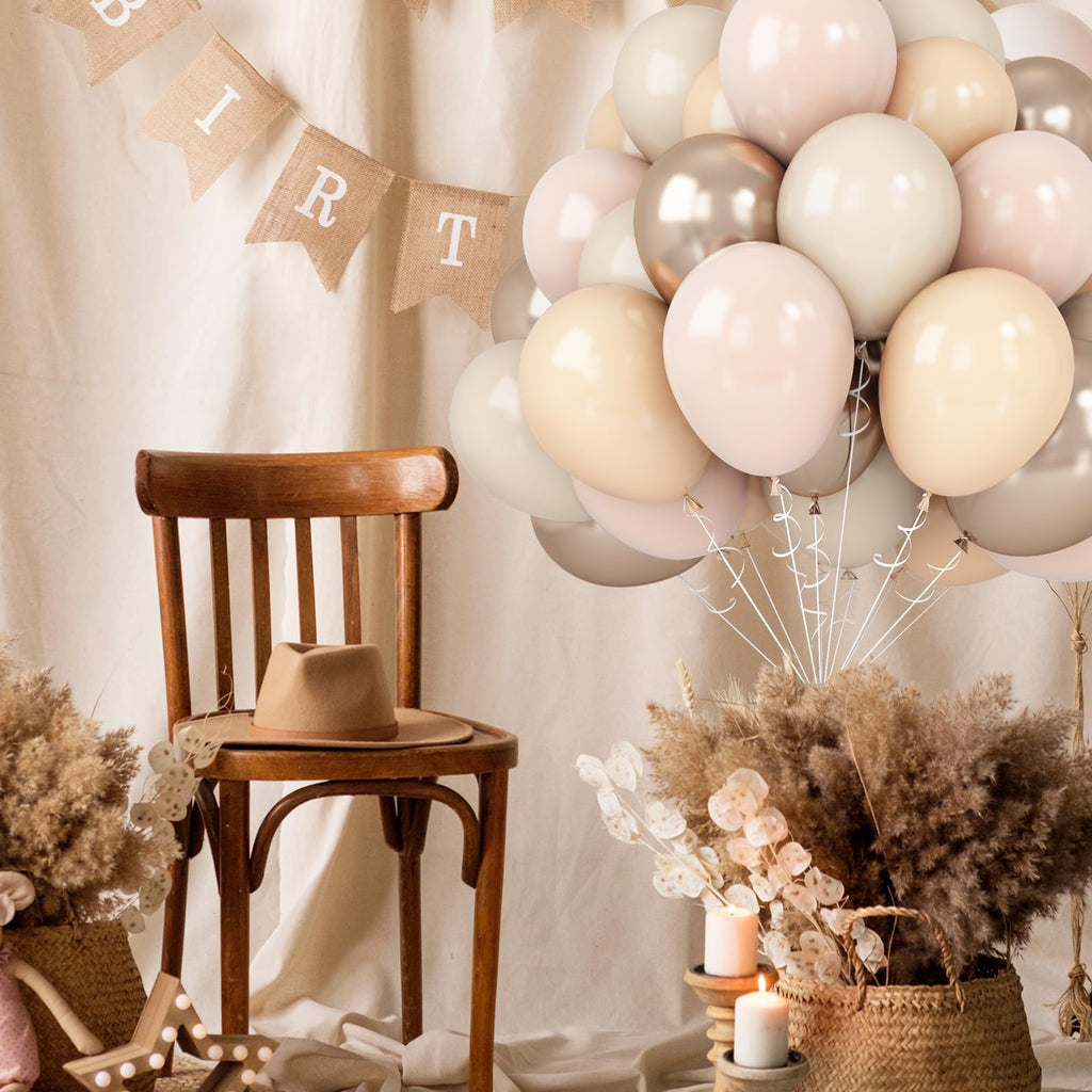Isndare Blush Gold Beige Latex Balloons 50pcs - 12in Party Decor Set