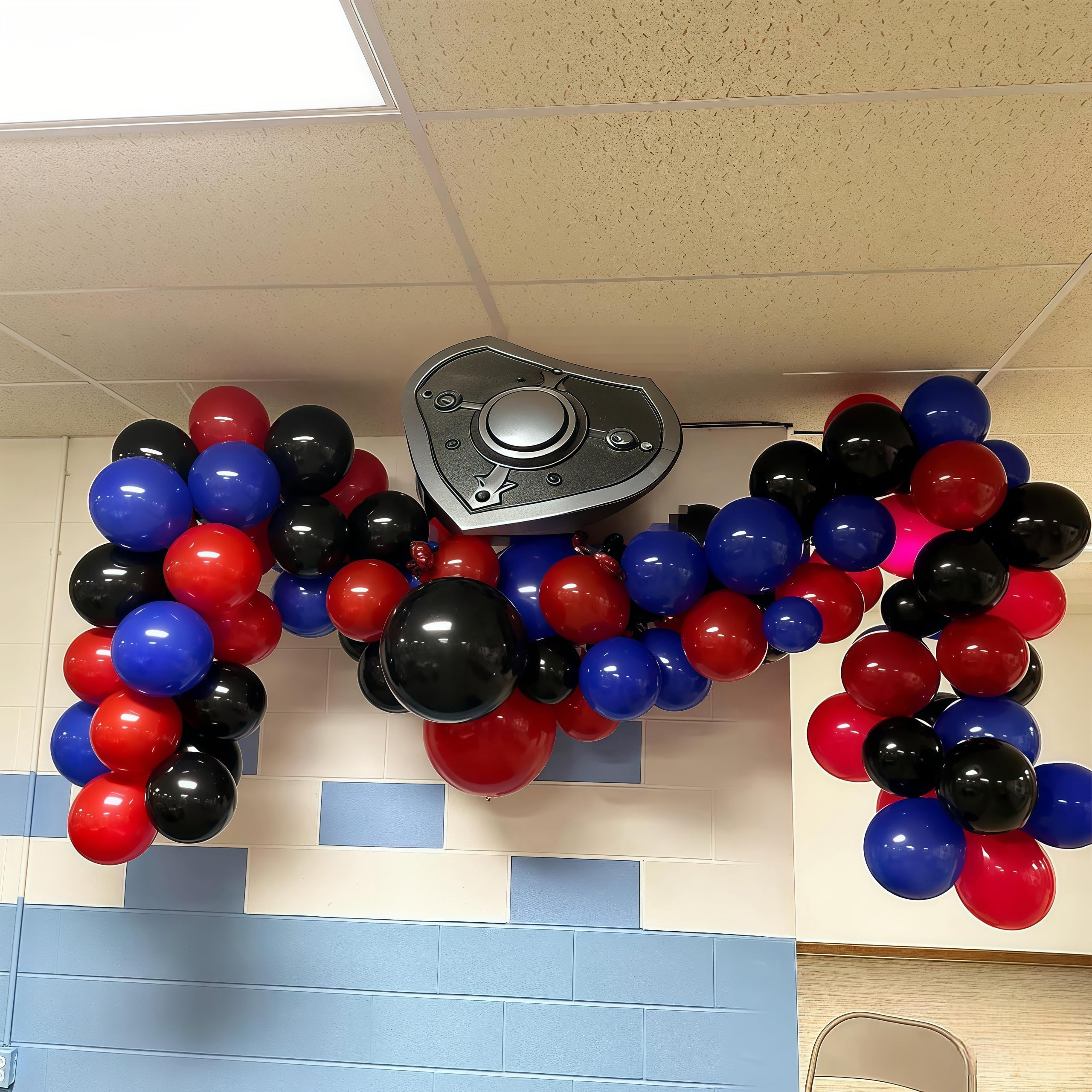 Isndare Spider Theme Balloons Kit – 12" Royal Blue, Red & Black Confetti Latex, 35-Piece Party Decor