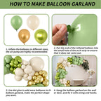 Isndare Sage Green Gold White Balloon Arch Kit | Premium Latex Balloons