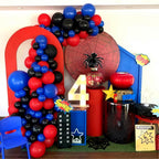 Isndare Spider Theme Balloons Kit – 12" Royal Blue, Red & Black Confetti Latex, 35-Piece Party Decor