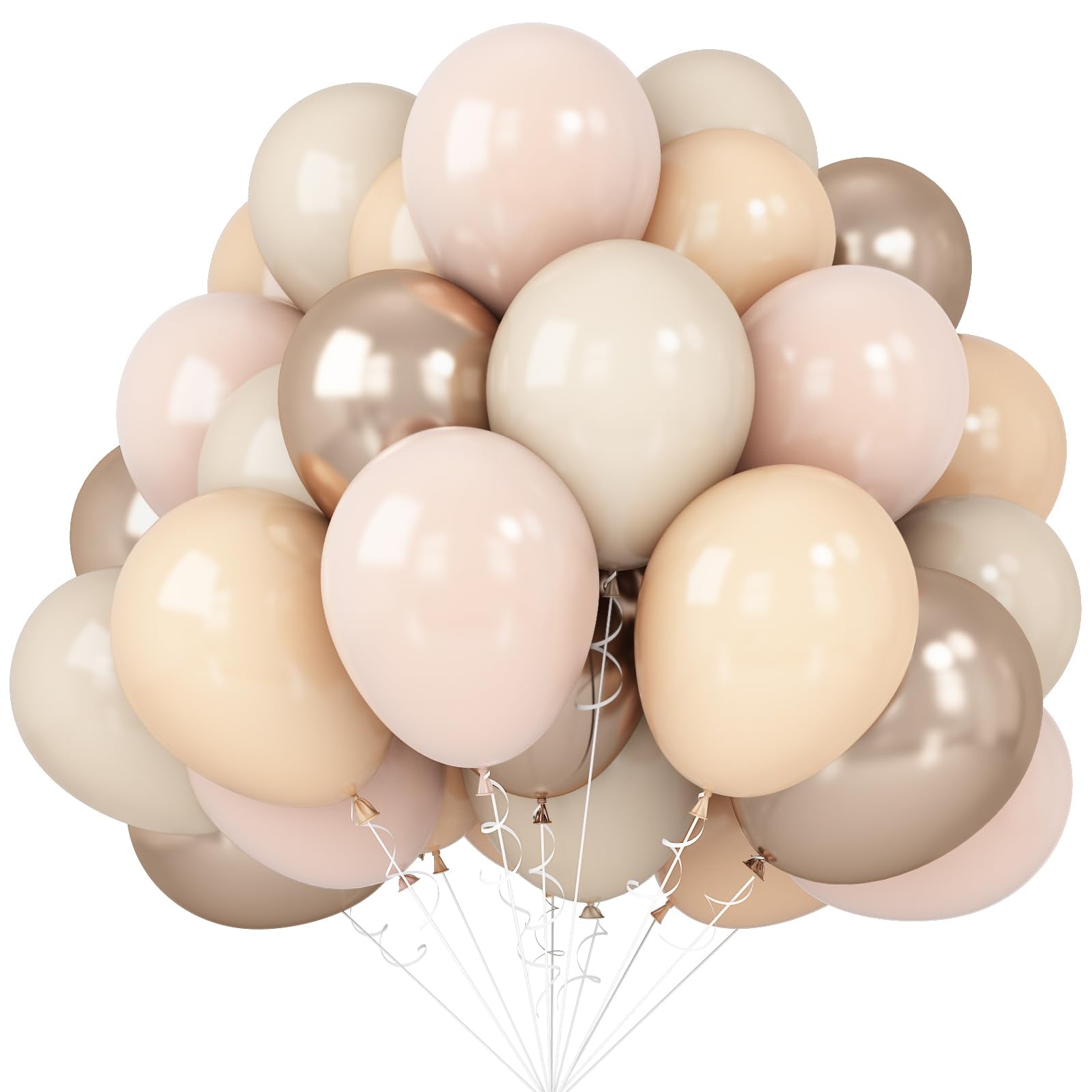 Isndare Blush Gold Beige Latex Balloons 50pcs - 12in Party Decor Set