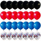 Isndare Spider Theme Balloons Kit – 12" Royal Blue, Red & Black Confetti Latex, 35-Piece Party Decor