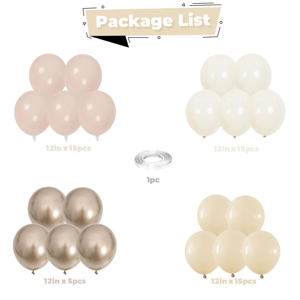 Isndare Blush Gold Beige Latex Balloons 50pcs - 12in Party Decor Set