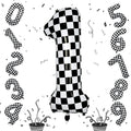 Isndare Checkered Number 1 Balloon - 40-Inch Self-Inflating Foil Birthday Balloons