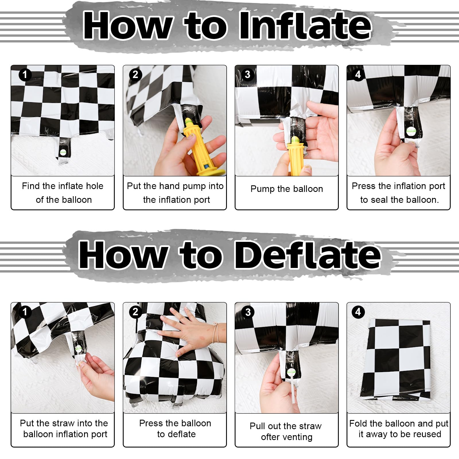 Isndare Checkered Number 1 Balloon - 40-Inch Self-Inflating Foil Birthday Balloons