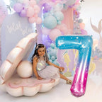 Isndare 40 Inch Mermaid Number 7 Balloon – Large Blue Pink Mylar Foil Birthday Balloons