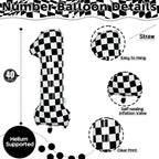 Isndare Checkered Number 1 Balloon - 40-Inch Self-Inflating Foil Birthday Balloons