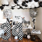Isndare Checkered Number 1 Balloon - 40-Inch Self-Inflating Foil Birthday Balloons