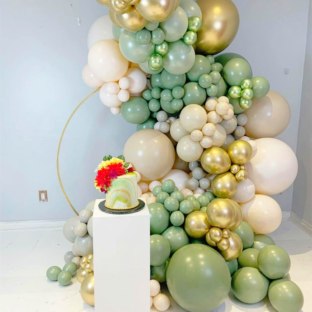 Isndare Sage Green Gold White Balloon Arch Kit | Premium Latex Balloons