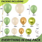 Isndare Sage Green Gold White Balloon Arch Kit | Premium Latex Balloons