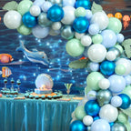 Isndare Green Blue White Balloons – 60pc Set, 12in Ocean Theme Balloons for Under-the-Sea Parties