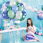 Isndare Green Blue White Balloons – 60pc Set, 12in Ocean Theme Balloons for Under-the-Sea Parties