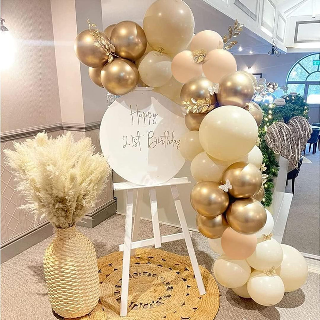 Isndare Blush Gold Beige Latex Balloons 50pcs - 12in Party Decor Set