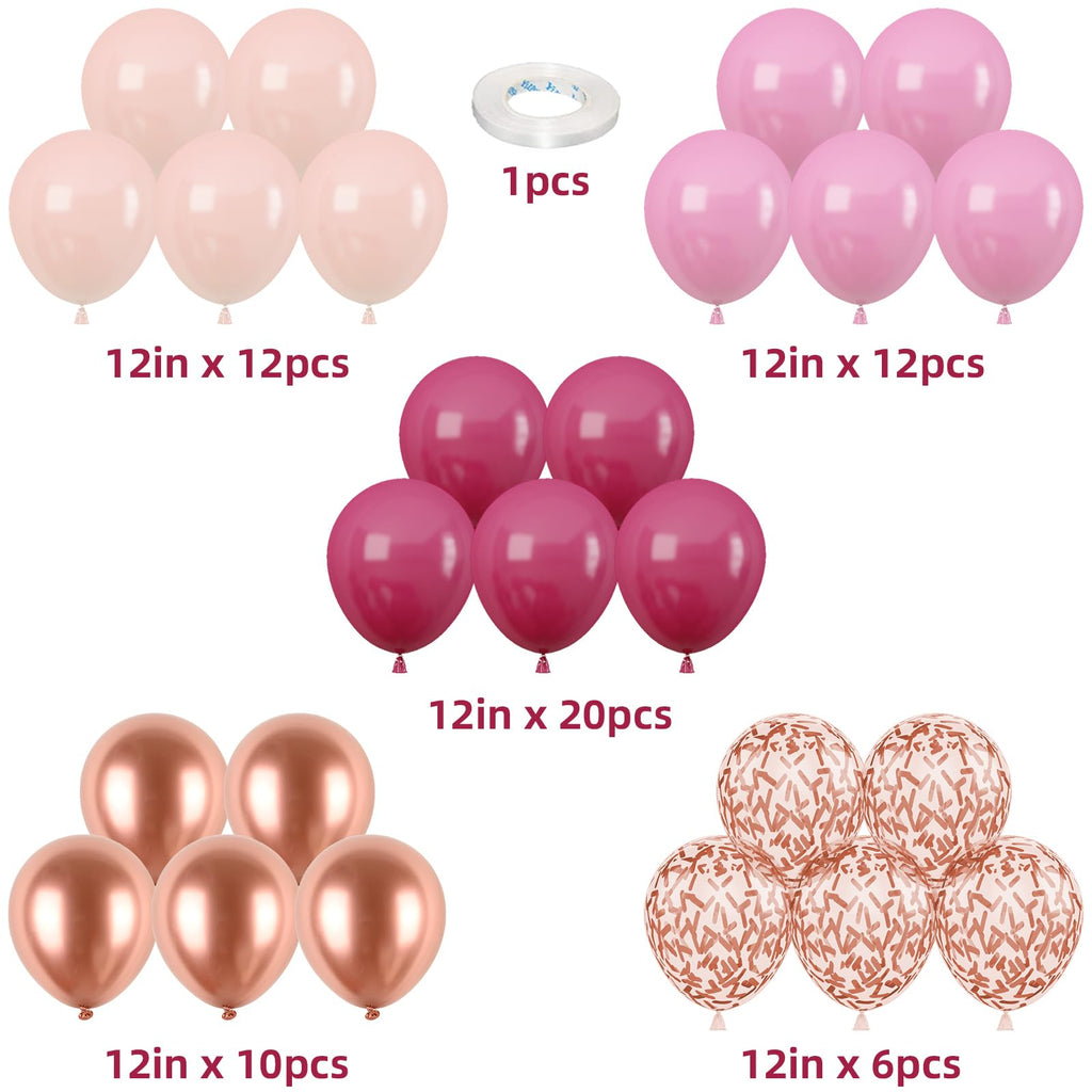 Isndare Pink Rose Gold Balloons – 60pcs 12in Confetti Latex for Arch, Birthday, Wedding