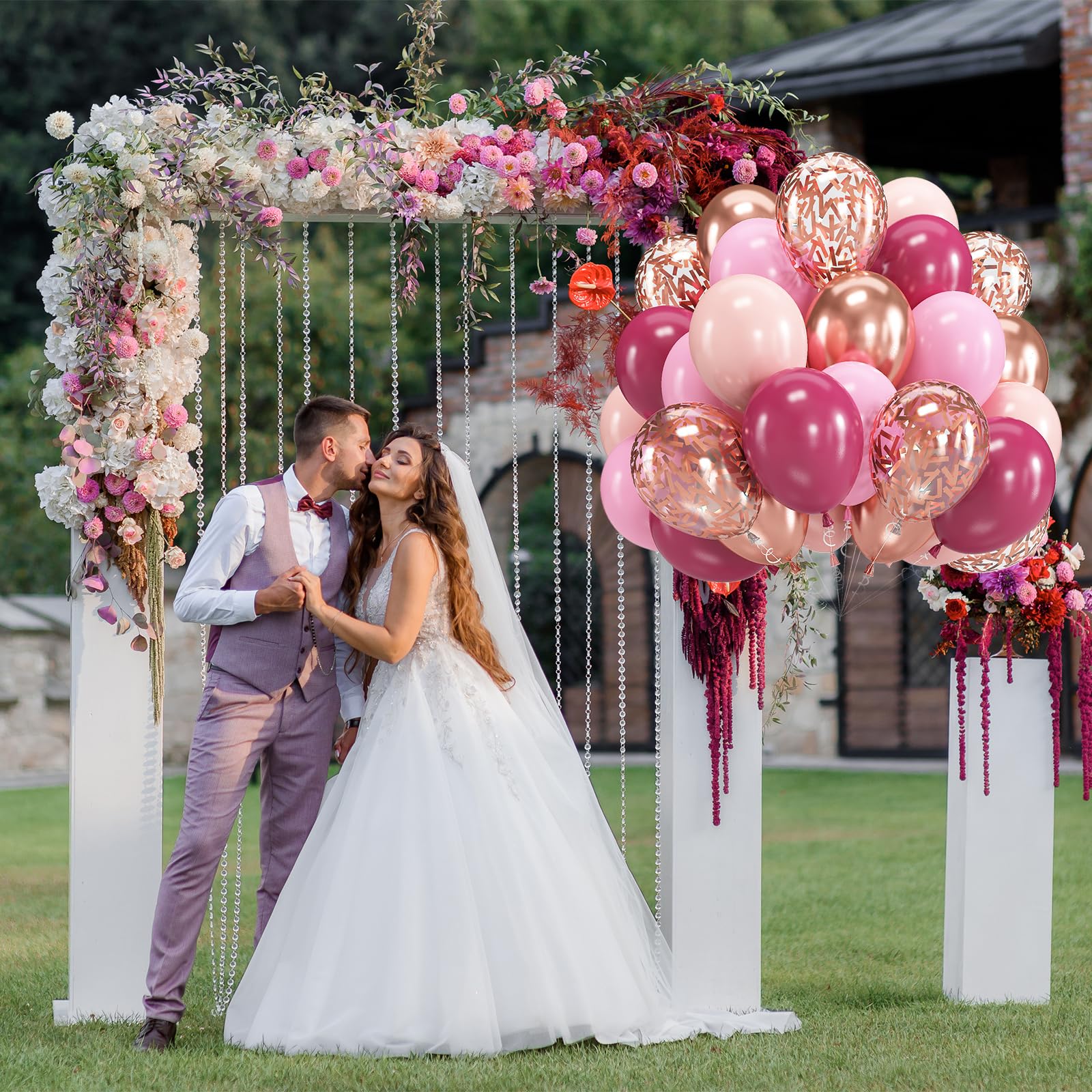Isndare Pink Rose Gold Balloons – 60pcs 12in Confetti Latex for Arch, Birthday, Wedding