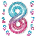 Isndare Purple Teal Number 8 Balloons - 40 Inch Giant Mermaid Starry Mylar Balloon for Birthdays & Celebrations