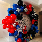 Isndare Spider Theme Balloons Kit – 12" Royal Blue, Red & Black Confetti Latex, 35-Piece Party Decor