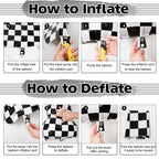 Isndare Giant Number Balloon 6 (40-inch) – Black & White Checkered Self-Inflating Foil Balloons for Kids' Birthday Party
