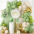 Isndare Sage Green Gold White Balloon Arch Kit | Premium Latex Balloons