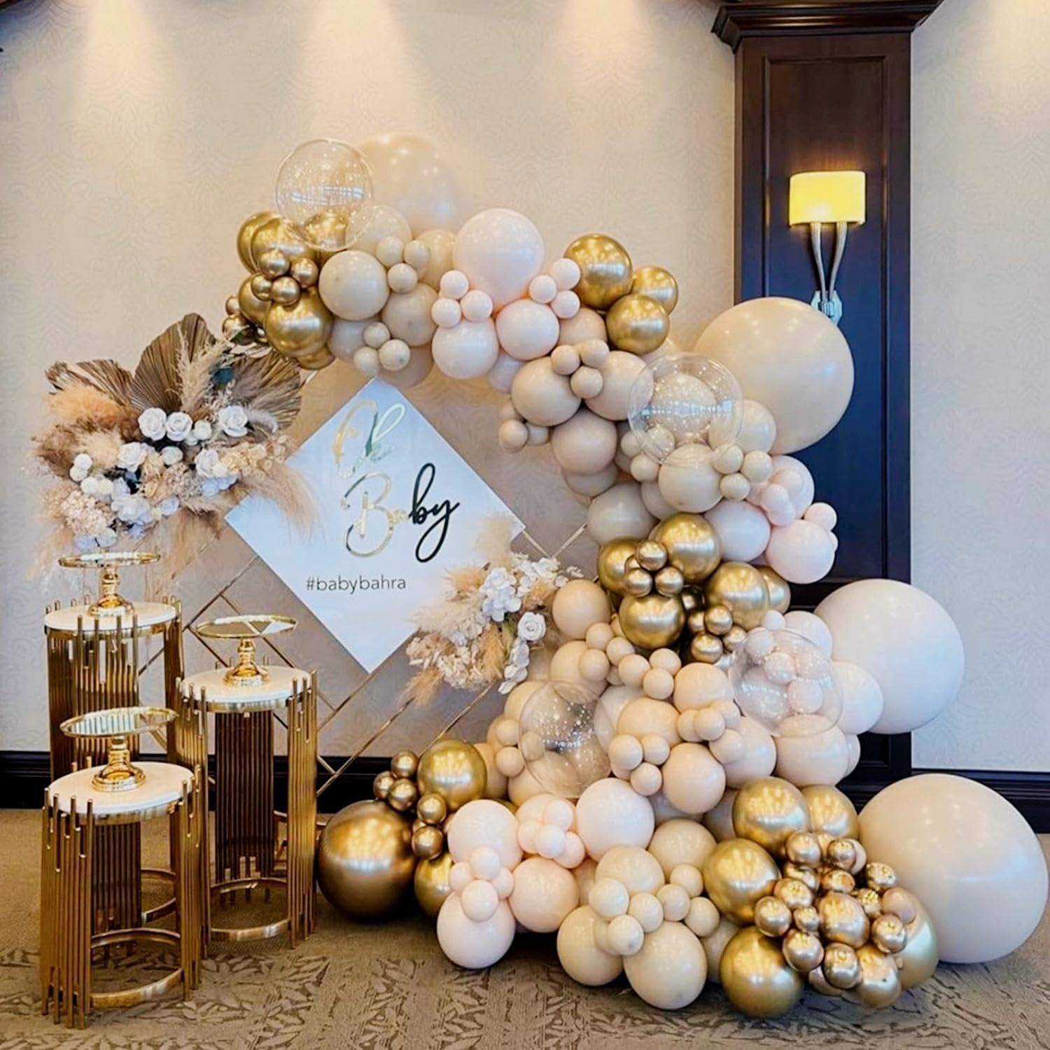 Isndare Blush Gold Beige Latex Balloons 50pcs - 12in Party Decor Set