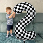 Isndare Giant Number Balloon 6 (40-inch) – Black & White Checkered Self-Inflating Foil Balloons for Kids' Birthday Party