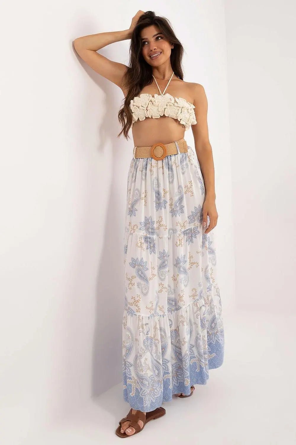 Italy Moda casual viscose long maxi skirt