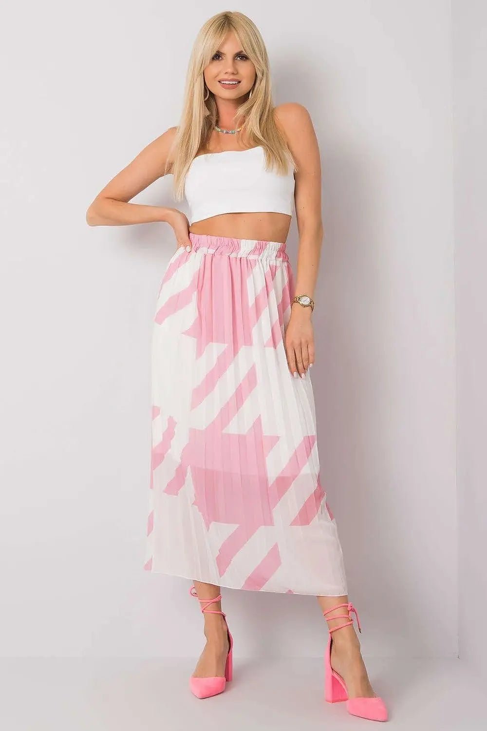 Italy Moda elastic waistband pleated skirt