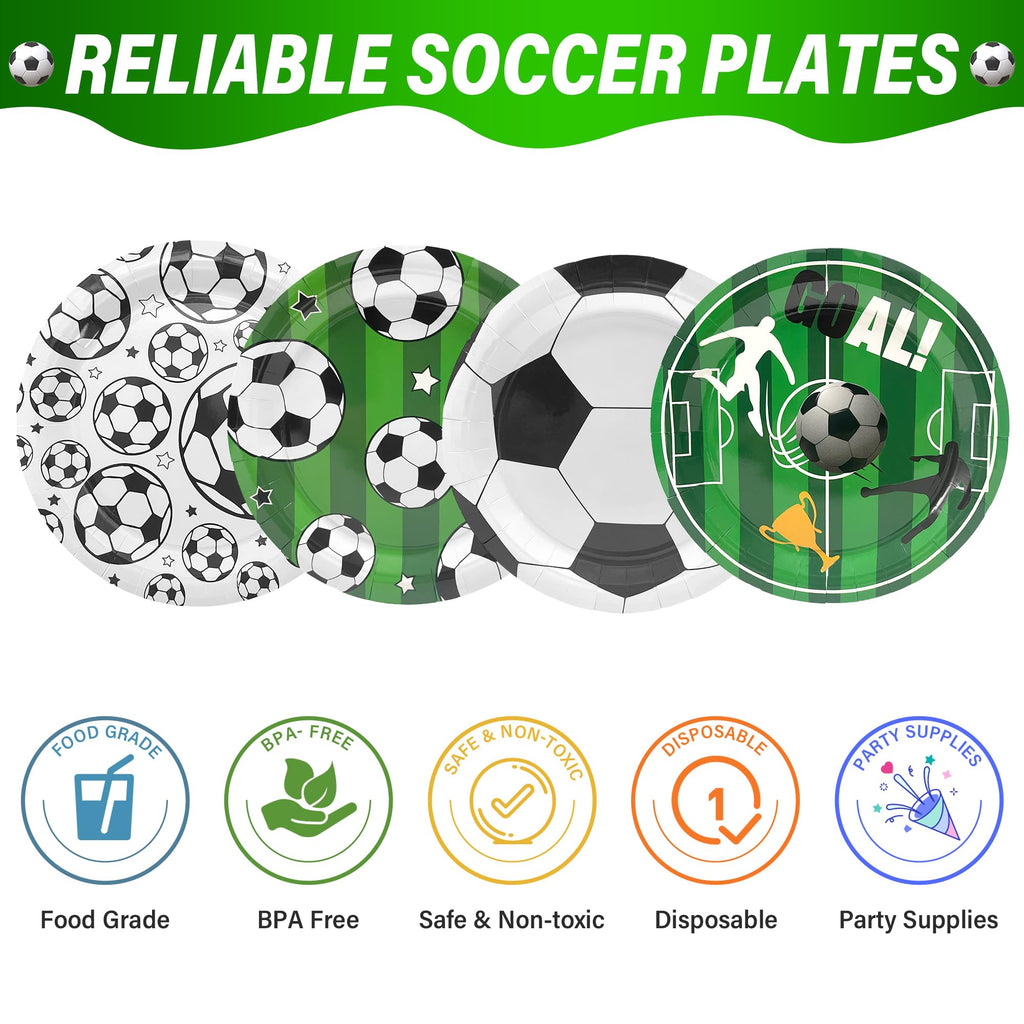 ITTEBISS 48PCS Soccer Plates – 7-Inch Disposable Party Plates for Kids & Adults