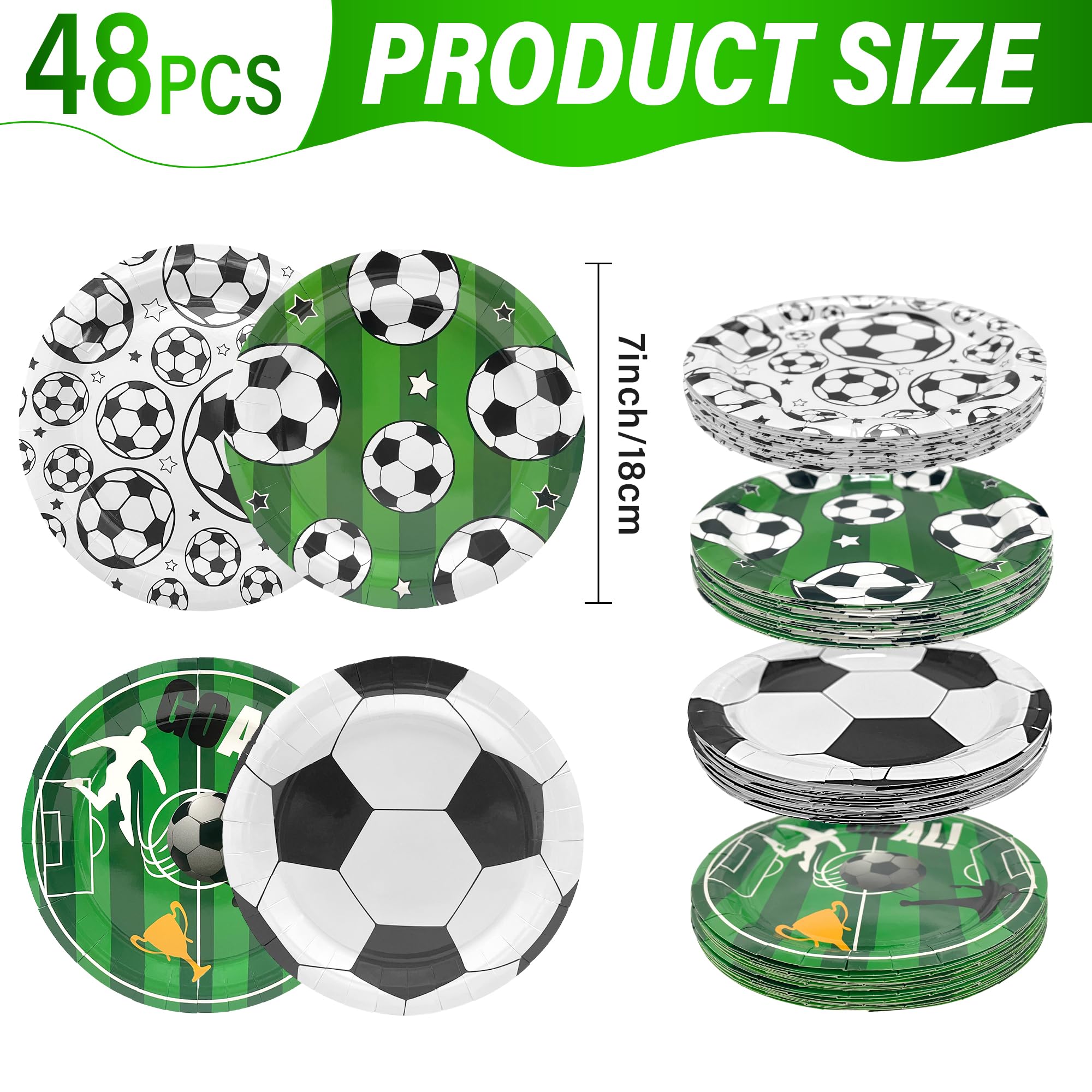 ITTEBISS 48PCS Soccer Plates – 7-Inch Disposable Party Plates for Kids & Adults
