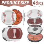 ITTEBISS 48Pcs Sports Party Plates - 7 Inch Disposable Plates for Baseball Basketball Soccer Football