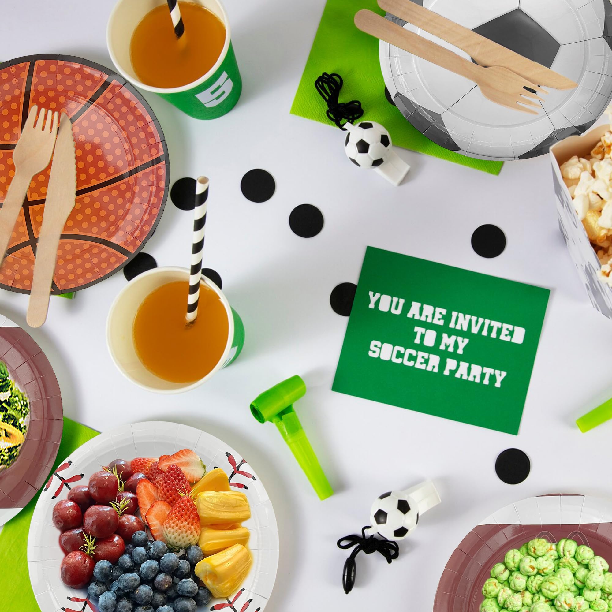 ITTEBISS 48Pcs Sports Party Plates - 7 Inch Disposable Plates for Baseball Basketball Soccer Football