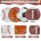 ITTEBISS 48Pcs Sports Party Plates - 7 Inch Disposable Plates for Baseball Basketball Soccer Football