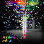 Ivtivfu Fireworks Bubble Machine with Lights – 13 Holes, Portable Kids Party Bubble Maker