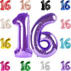 IWERP 16th Birthday Balloon - 40-Inch Purple Number Balloons for Sweet 16 Celebrations