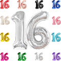 IWERP 16 Balloon Number – Silver 40-Inch 16th Birthday Balloons
