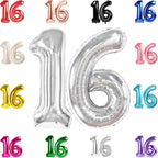 IWERP 16 Balloon Number – Silver 40-Inch 16th Birthday Balloons