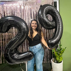 IWERP 17 Balloon Number – 40 Inch Black 17th Birthday Balloons for Boys & Girls | 17th Anniversary Decor