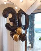 IWERP 17 Balloon Number – 40 Inch Black 17th Birthday Balloons for Boys & Girls | 17th Anniversary Decor
