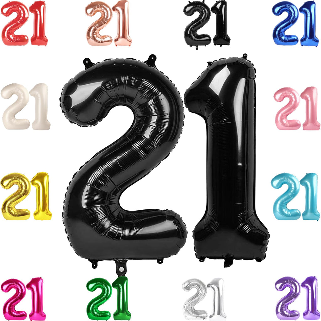 IWERP 21 Balloon – 40-Inch Black Number Balloons for 21st Birthday Celebrations