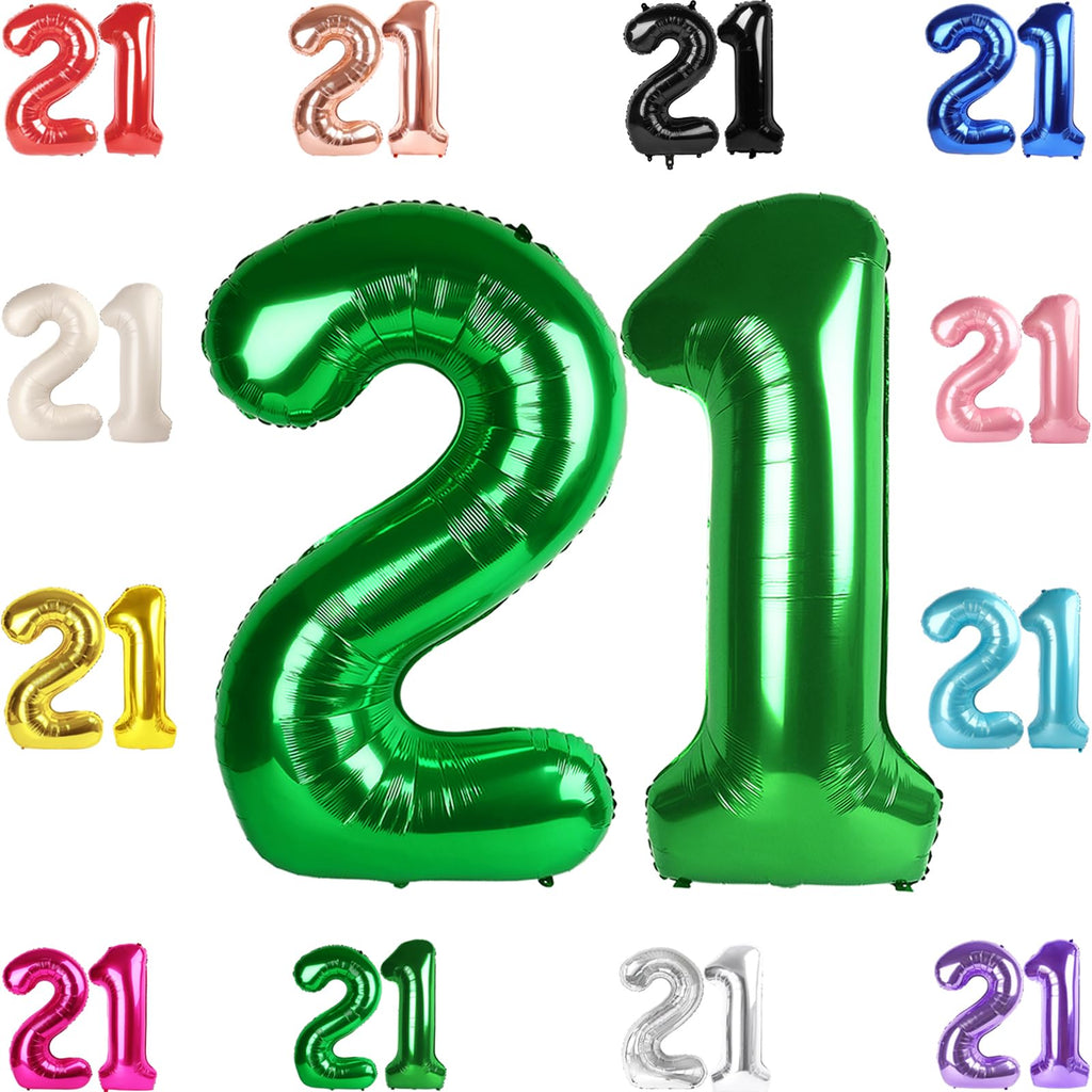 IWERP 21 Balloon 40 Inch Green Number Balloons – 21st Birthday Party Decor