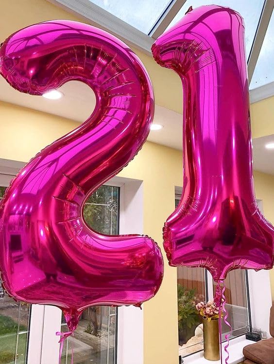 IWERP 21 Balloon – Hot Pink 40-Inch 21st Birthday Balloons for Men & Women