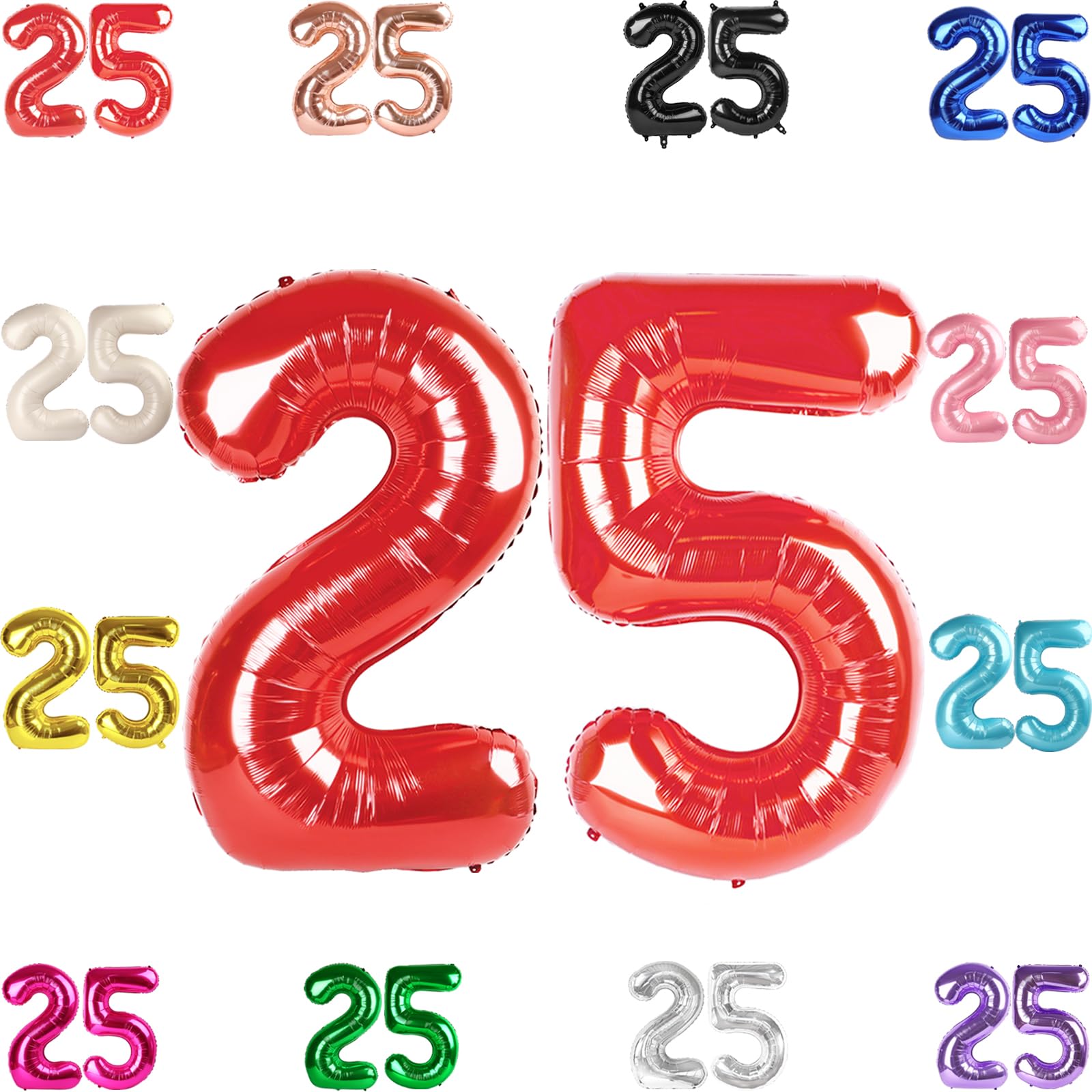 IWERP 25th Birthday Balloons - 40-Inch Red Number Balloon for Celebrations