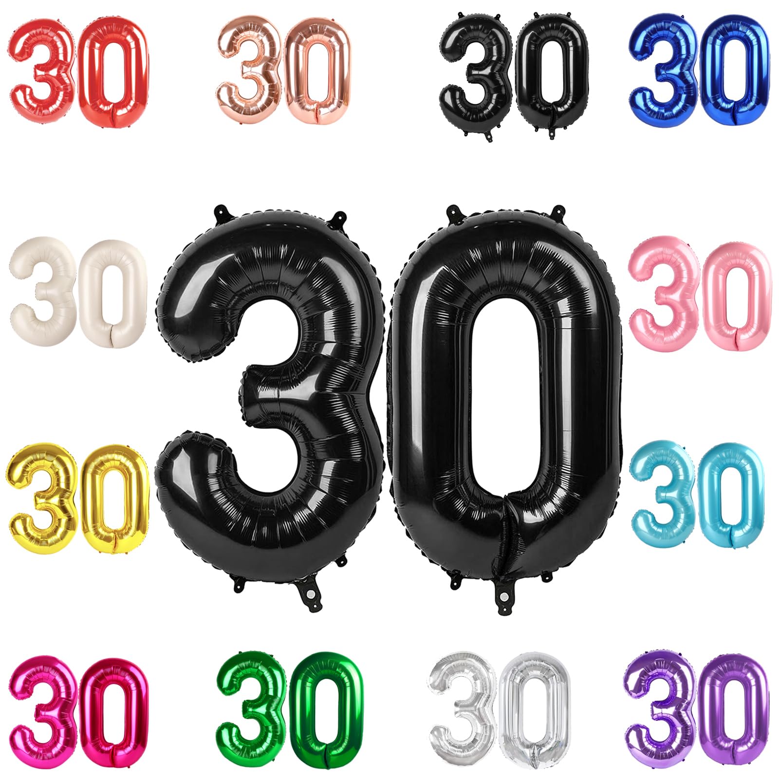 IWERP 30 Balloon Black 40-Inch – 30th Birthday Balloons & Anniversary Decorations