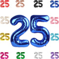 IWERP 25 Balloon Number — 40-Inch Metallic Blue Birthday Balloons for 25th Birthday & Anniversary